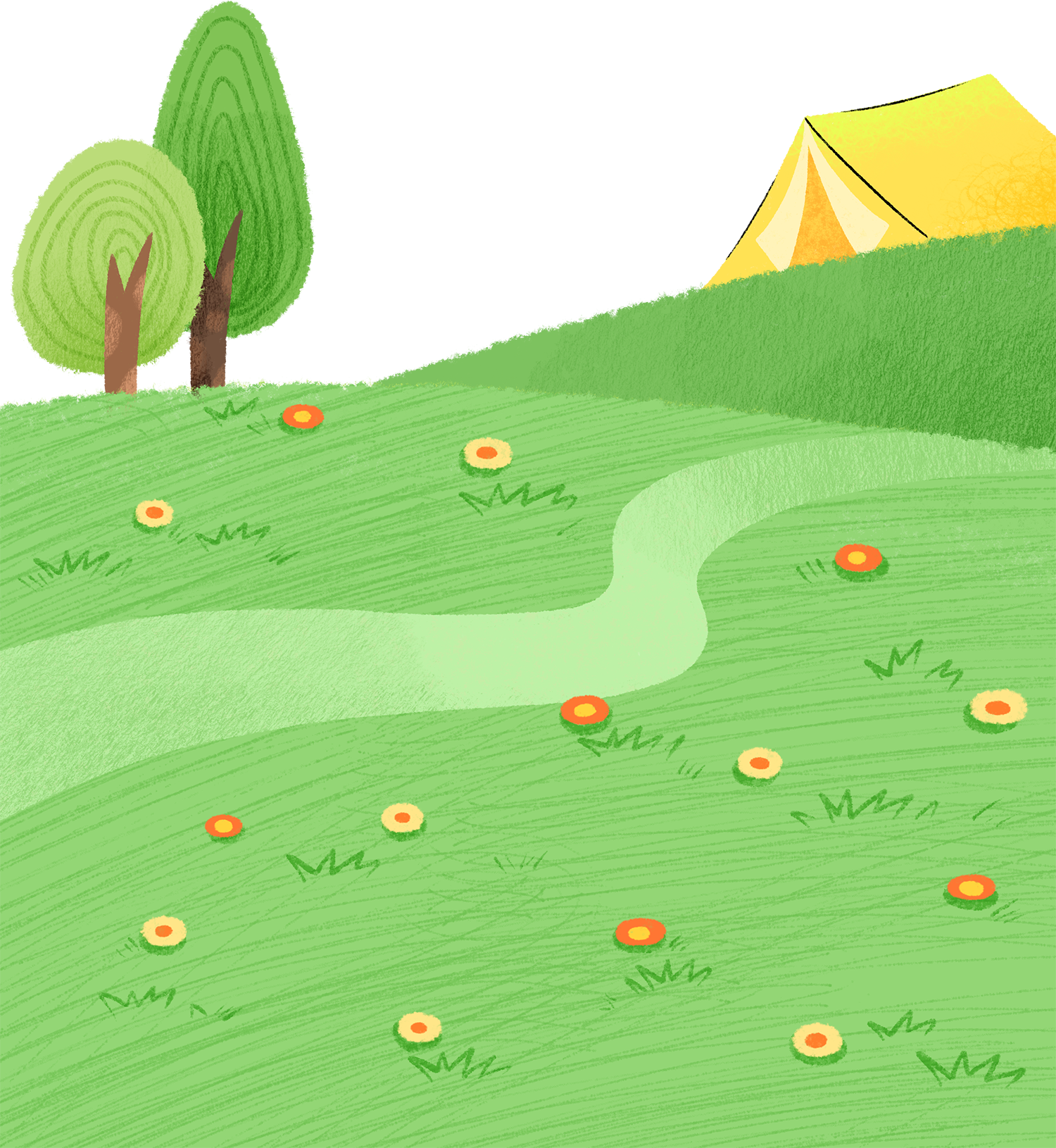 绿黄色可爱简约插画放假通知微信公众号封面